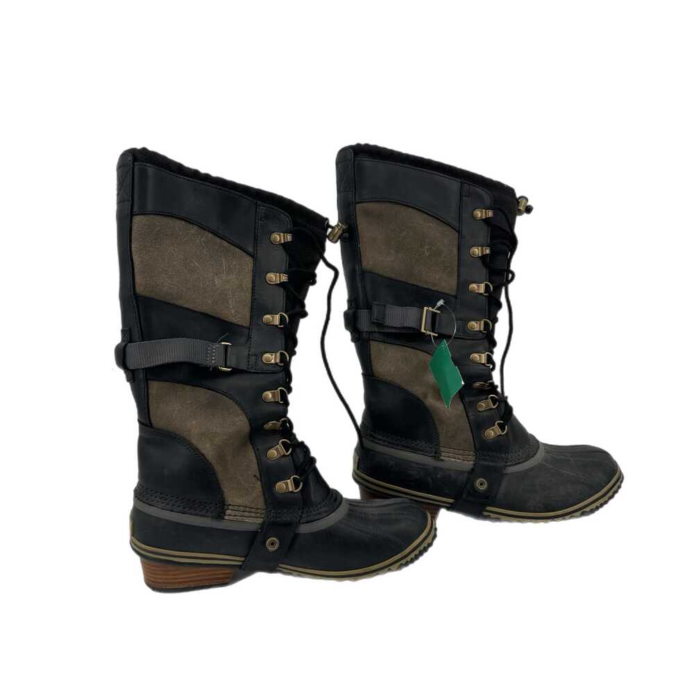 Sorel Black/Green Lace Up Boots | Women’s Size 8.5